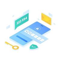 Authentication code ERP illustration isometric style vector