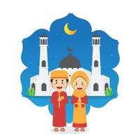 Ramadhan Greeting Background with Character vector