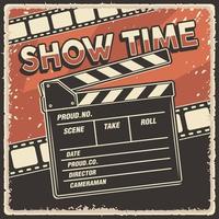 Retro Poster Movie Show Time with Clapperboard vector