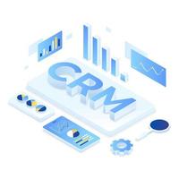 concepto de ilustración isométrica de solución crm vector