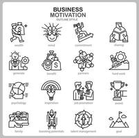 icono de motivación empresarial para sitio web, documento, diseño de carteles, impresión, aplicación. estilo de esquema de icono de concepto de motivación empresarial. vector