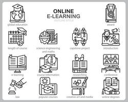 icono de aprendizaje en línea para sitio web, documento, diseño de carteles, impresión, aplicación. icono de concepto de curso en línea estilo de contorno. vector