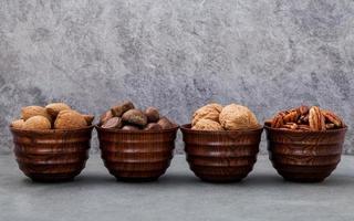 Bowls of nuts in a row photo