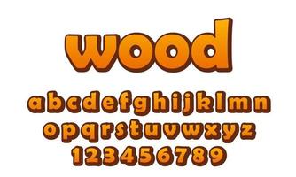 text effect wood font alphabet vector