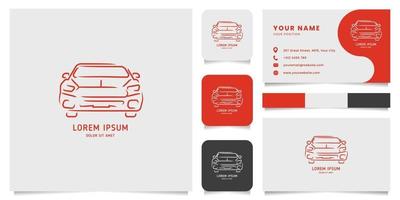 Red Line Car Logo with Business Card Template vector