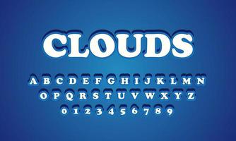text effect clouds font alphabet vector