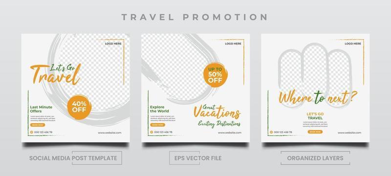 Travel Promotion templates for social media post ads.