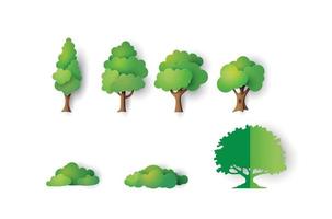 paper trees set on white blackground vector