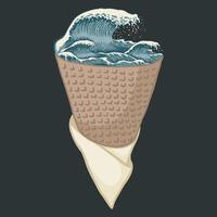 Ice cream wave sea illustration vector