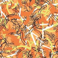 Vector seamless texture background pattern. Hand drawn, orange, yellow, black, white colors.