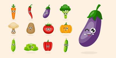 Set of happy vegetables characters vector illustration