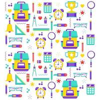 Colorful Pattern School Stationery Vector Illustration