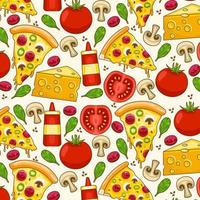 Cute Colorful Vector Illustration of Pizza Pattern