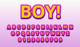 text effect boy font alphabet vector