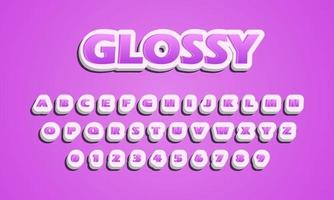 text effect glossy font alphabet