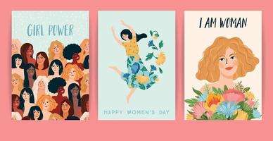 día Internacional de la Mujer. ilustración vectorial con mujeres de diferentes nacionalidades y culturas. vector