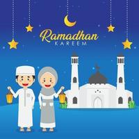 Ramadhan Greeting Background with Character vector