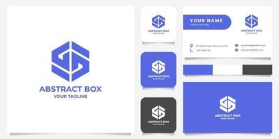 Geometric Bold Line Abstract Box Logo with Business Card Template vector