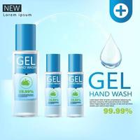 Medical hand wash gel, clear bottle in 3D illustration vector