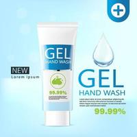 Medical hand wash gel, clear bottle in 3D illustration vector