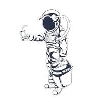 tienda de astronauta entintado ilustración obra de arte vector