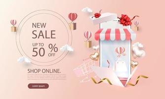 Sale banner for online shopping on smartphone vector