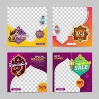 Ramadan sale discount square banner template promotion design vector