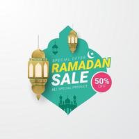 diseño de promoción de plantilla de banner cuadrado de descuento de venta de Ramadán vector