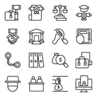 Pack of Law and Justice Linear Icons vector