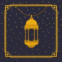 ramadan kareem golden frame with lamp hanging vector