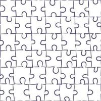 Seamless pattern with isolated jigsaw puzzle. Vector illustration about matching game pieces. Repetitive simple background.