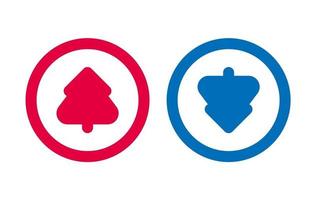 árbol de diseño, arriba, abajo, flecha, icono, azul y rojo vector