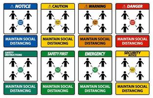 Maintain social distancing sign set vector