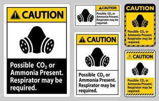 Caution PPE Sign Possible Co2 Or Ammonia Presentation sign set vector