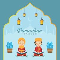 Ramadhan Greeting Background with Characters vector