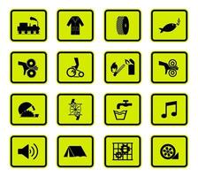 Warning Hazard Symbols labels Sign set vector