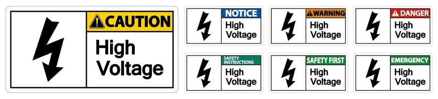 High voltage Sign Isolate On White Background set vector