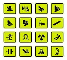 Warning Hazard Symbols labels Sign set vector