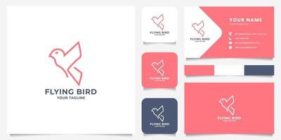 Simple and Minimalist Line Art Bird Logo with Business Card Template vector