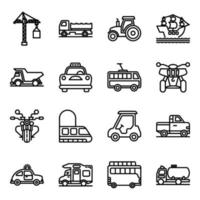 paquete de iconos lineales de automóviles vector