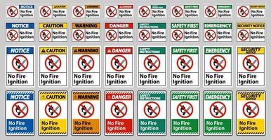 No Fire Ignition Symbol Sign set vector