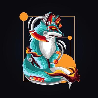 electric fox artwork illustration