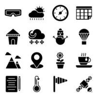 Pack of Weather Overcast Solid Icons vector