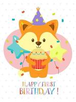 Lovely First Birthday Card Design vector