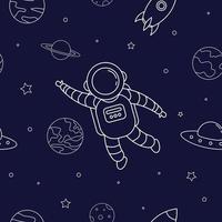 Seamless pattern with astronaut and outer space vector