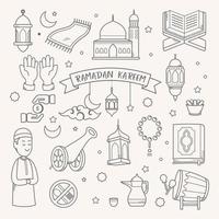 Ramadan kareem doodle hand drawn vector illustration