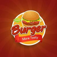 Ilustración de vector de placa de comida de etiqueta de hamburguesa