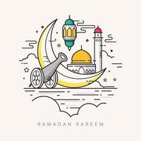 Ramadan kareem doodle hand drawn vector illustration