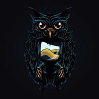 big owl artwork illustration vector