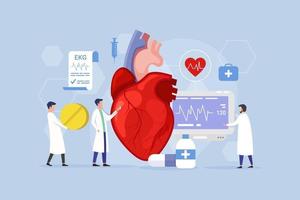 Heart treatment modern process design concept with tiny people vector